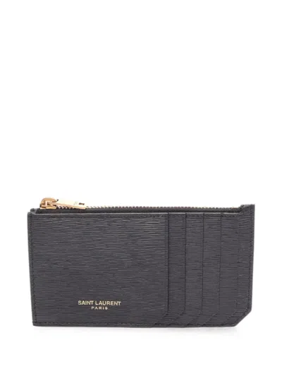 Pre-owned Saint Laurent 2020s Fragment Zip Pouch Coin Purse In Black