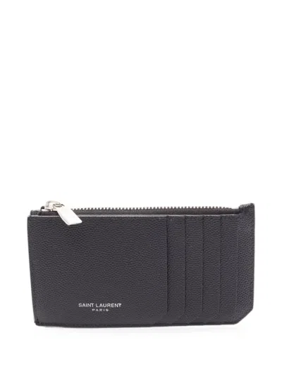 Pre-owned Saint Laurent 2020s Fragment Zip-pouch Card Case In Black