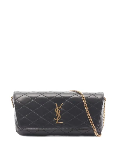 Pre-owned Saint Laurent 2020s Gaby Chain Leather Shoulder Bag In Black