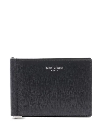 Pre-owned Saint Laurent 2020s Leather Bill-clip Wallet In Black