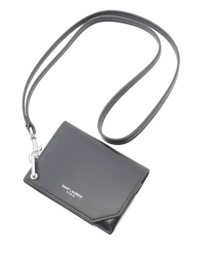 Pre-owned Saint Laurent 2020s Leather Card Holder In Black