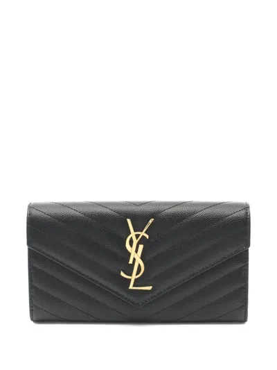 Pre-owned Saint Laurent 2020s Leather Wallet In Black