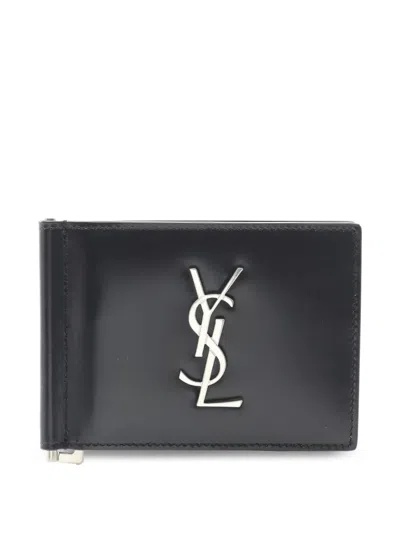Pre-owned Saint Laurent 2020s Logo-appliqué Leather Wallet In Black