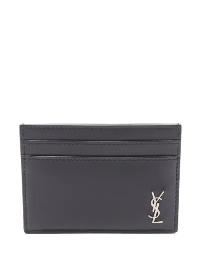Pre-owned Saint Laurent 2020s Logo-plaque Card Holder In Black
