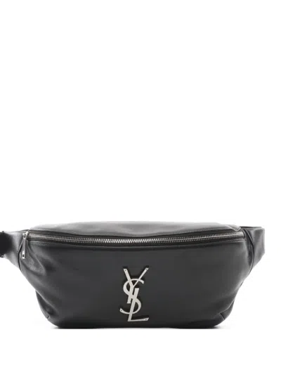 Pre-owned Saint Laurent 2020s Logo Plaque Leather Belt Bag