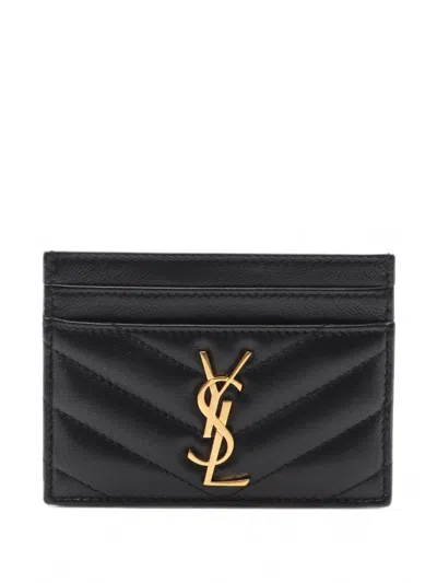 Pre-owned Saint Laurent 2020s Quilted Card Case In Black