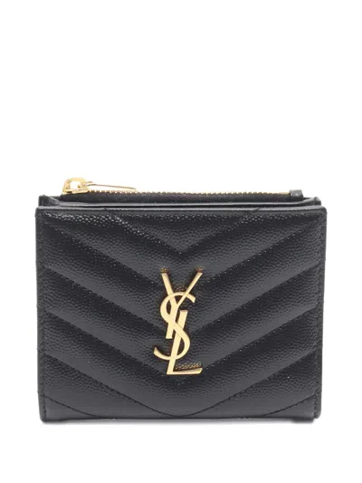 Pre-owned Saint Laurent 2020s Quilted-leather Bi-fold Wallet In Black