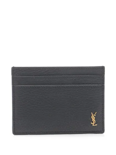 Pre-owned Saint Laurent 2020s Tiny Cassandre Card Case In Black