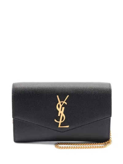 Pre-owned Saint Laurent 2020s Uptown Logo-plaque Leather Cross Body Bag In Black