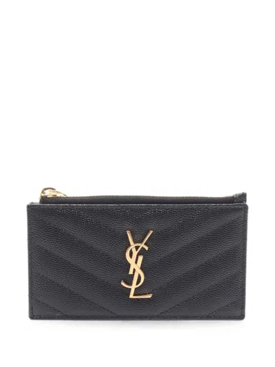 Pre-owned Saint Laurent 2020s Zip-up Card Case In Black