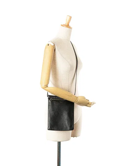 Pre-owned Saint Laurent 2021 Antiqued Lambskin Sid Flat Crossbody Bag In Black