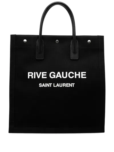 Pre-owned Saint Laurent 2021 Canvas Rive Gauche North South Tote Bag In Black