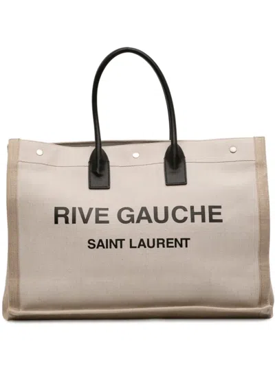 Pre-owned Saint Laurent 2021 Canvas Rive Gauche Tote Bag In Brown