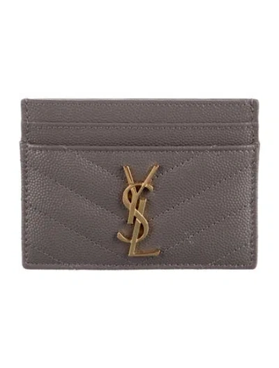 Pre-owned Saint Laurent 2021 Cassandre Matelassé Card Holder In Neutral