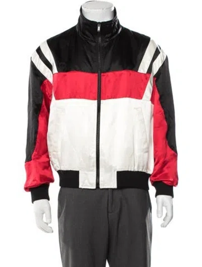 Pre-owned Saint Laurent 2021 Colorblock Pattern Bomber Jacket In Red