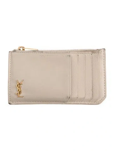 Pre-owned Saint Laurent 2021 Fragment Card Holder In Neutral