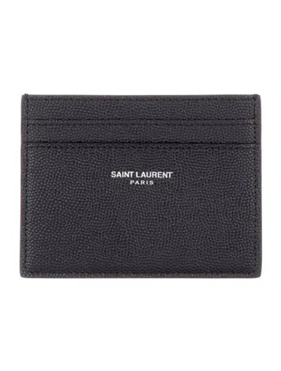 Pre-owned Saint Laurent 2021 Grain De Poudre Cardholder Card Holder In Black