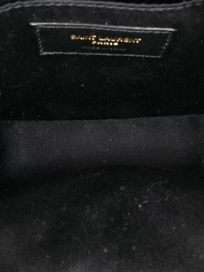 Pre-owned Saint Laurent 2021 Grain De Poudre Chevron Round Vinyle Camera Bag Crossbody Bag In Black