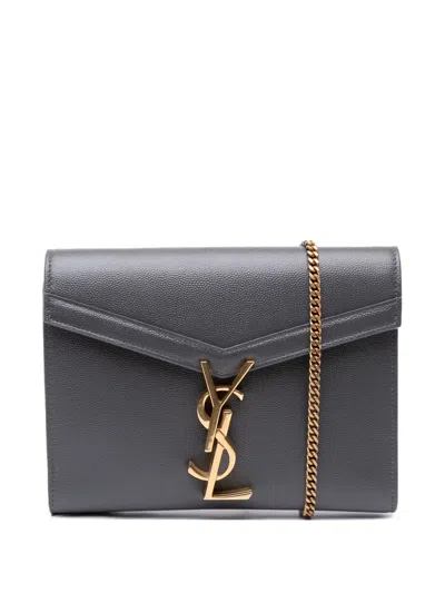 Pre-owned Saint Laurent 2021 Grain De Poudre Monogram Cassandra Chain Wallet Crossbody Bag