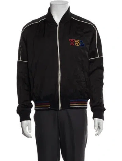 Pre-owned Saint Laurent 2021 Graphic Print Bomber Jacket In Black