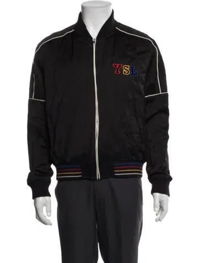 Pre-owned Saint Laurent 2021 Graphic Print Bomber Jacket In Black