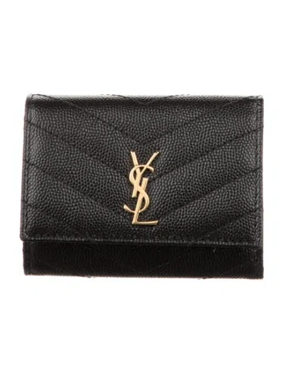 Pre-owned Saint Laurent 2021 Key Holder Compact Wallet In Black