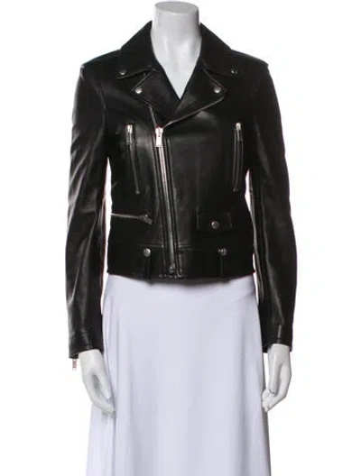 Pre-owned Saint Laurent 2021 Lambskin Biker Jacket In Black