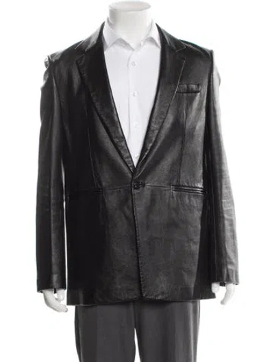 Pre-owned Saint Laurent 2021 Lambskin Peacoat In Gray