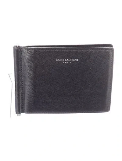 Pre-owned Saint Laurent 2021 Leather Bifold Wallet In Black
