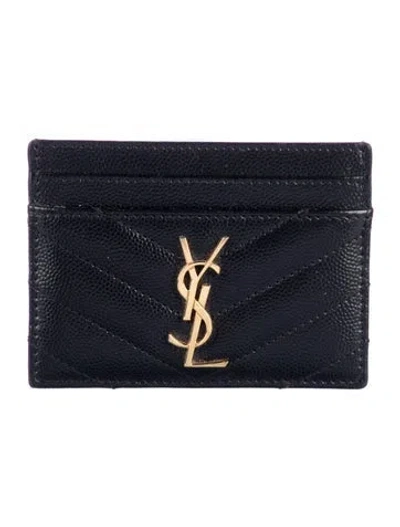 Pre-owned Saint Laurent 2021 Leather Card Holder In Black