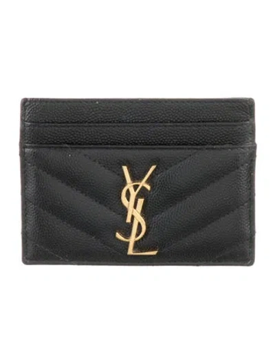 Pre-owned Saint Laurent 2021 Leather Card Holder In Black