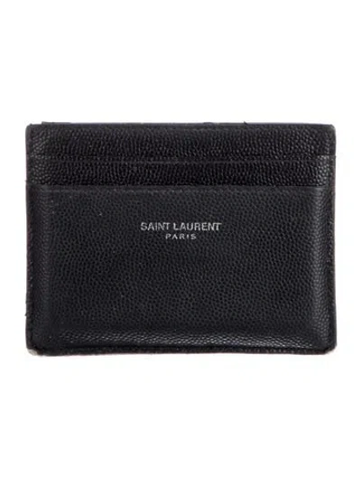 Pre-owned Saint Laurent 2021 Leather Card Holder In Black