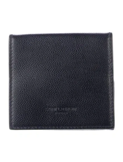 Pre-owned Saint Laurent 2021 Leather Coin Pouch In Black