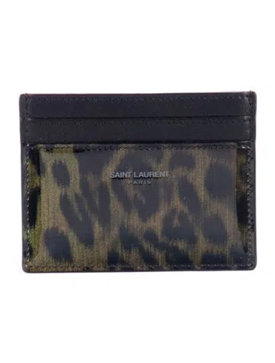 Pre-owned Saint Laurent 2021 Leopard Card Holder Card Holder W/ Tags In Black