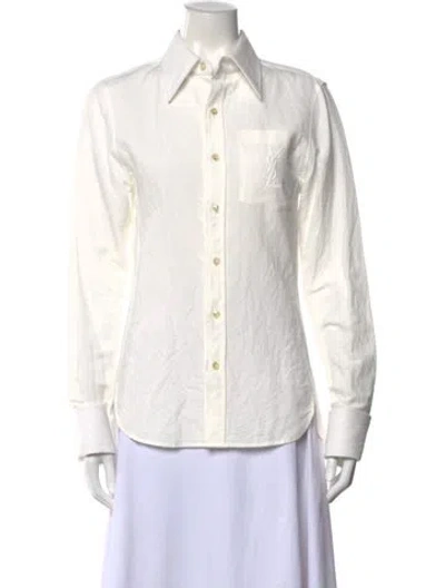 Pre-owned Saint Laurent 2021 Long Sleeve Button-up Top W/ Tags In White