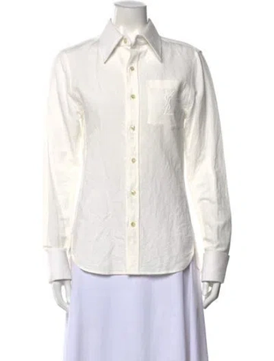 Pre-owned Saint Laurent 2021 Long Sleeve Button-up Top In White