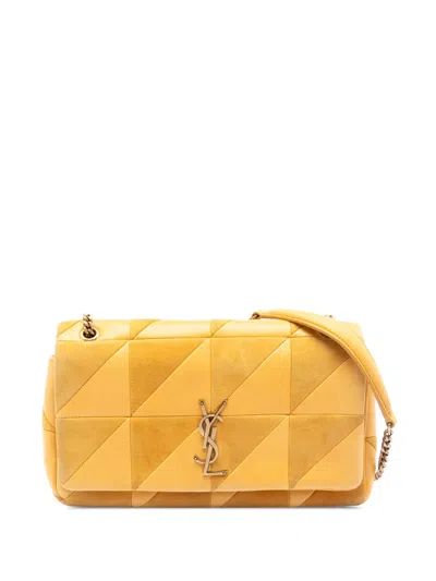Pre-owned Saint Laurent 2021 Medium Lambskin And Suede Patchwork Jamie Shoulder Bag In Yellow