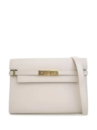 Pre-owned Saint Laurent 2021 Medium Leather Manhattan Shoulder Bag In Neutral