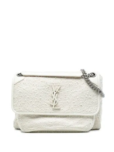 Pre-owned Saint Laurent 2021 Medium Tweed Niki Shoulder Bag In White