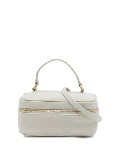 Pre-owned Saint Laurent 2021 Mini Quilted Lambskin Gaby Vanity Bag Satchel In White