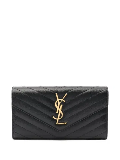 Pre-owned Saint Laurent 2021 Monogram Chevron Wallet