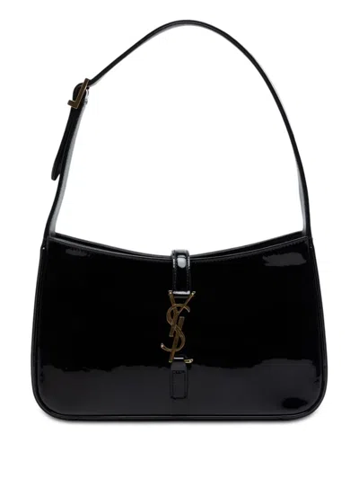 Pre-owned Saint Laurent 2021 Patent Le 5 A 7 Shoulder Bag In Black