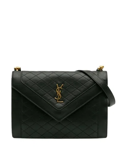 Pre-owned Saint Laurent 2021 Quilted Lambskin Gaby Shoulder Bag In Black