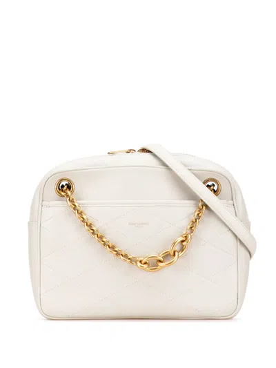 Pre-owned Saint Laurent 2021 Quilted Lambskin Le Maillon Chain Shoulder Bag In White