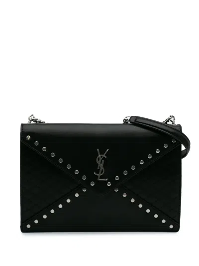 Pre-owned Saint Laurent 2021 Quilted Lambskin Studded Monogram Gaby Shoulder Bag