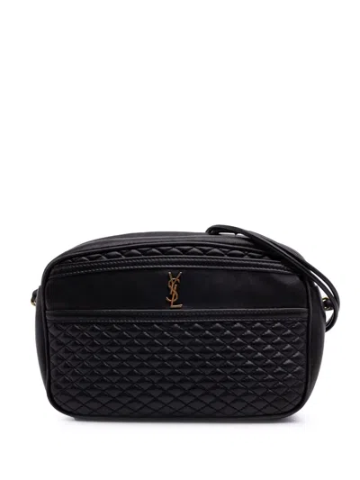 Pre-owned Saint Laurent 2021 Quilted Lambskin Victoire Camera Bag Crossbody Bag In Black