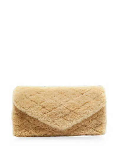Pre-owned Saint Laurent 2021 Sade Puffer Clutch Bag In Neutrals