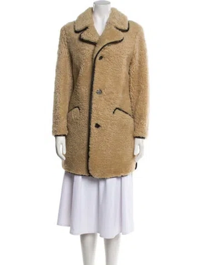 Pre-owned Saint Laurent 2021 Shearling Fur Coat In Neutral