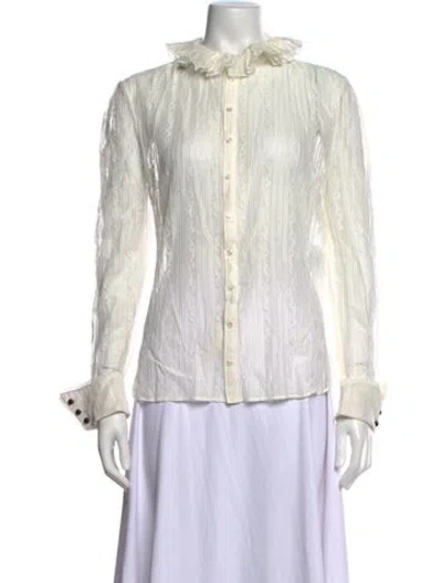 Pre-owned Saint Laurent 2021 Silk Blouse In White