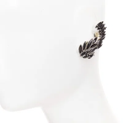 Pre-owned Saint Laurent 2021 Silver Faceted Crystal Marquise Ear Climber Cliip On Earring In Multiple